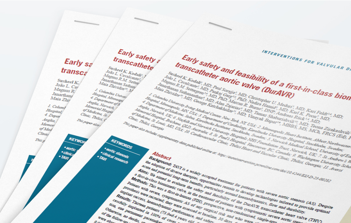 Early safety and feasibility of a first-in-class biomimetic transcatheter aortic valve (DurAVR®)